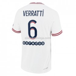 Camisola Paris Saint-Germain Marco Verratti 6 Equipamento Quarto 2021-2022 Manga Corta